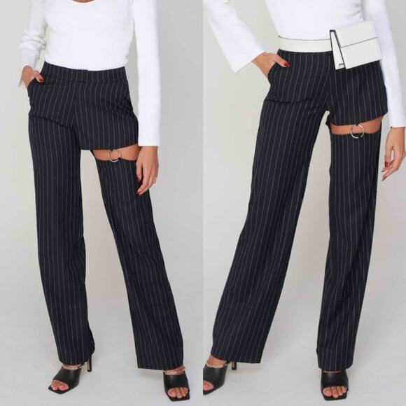 Nafsika Skourti Naughty Trousers Navy Pinstripe Pants UK 10 or US 6 - Picture 4 of 14